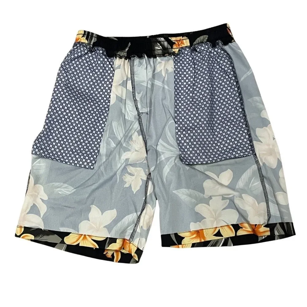 NWOT Tropical Floral Men's Swim Trunks and Shirt Set   Size Medium